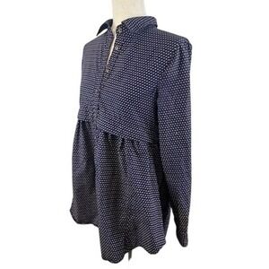 Maeve Anthropologie Aled Tunic Top Navy Blue Long Sleeve Blouse Size  Small